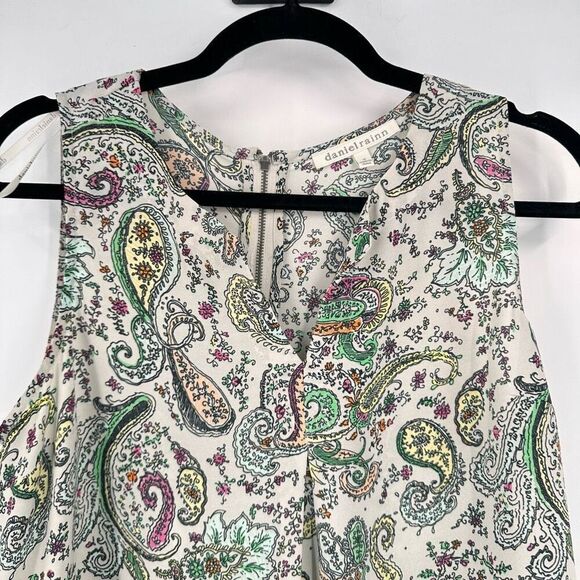 Daniel Rainn Women Sleeveless Paisley Floral Colorful Chiffon Blouse Medium Whit - Picture 2 of 16